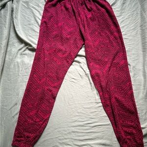 Vintage 80s Bright Pink Joggers Attack Reaction Wear L Black Zigzag Pattern Rare